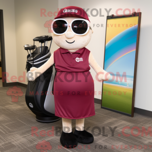 Maroon Golf Bag mascot...