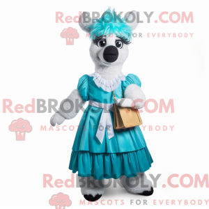 Cyan Llama-maskotdraktfigur...