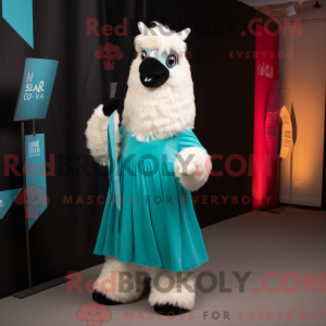 Cyan Lama maskot kostume...
