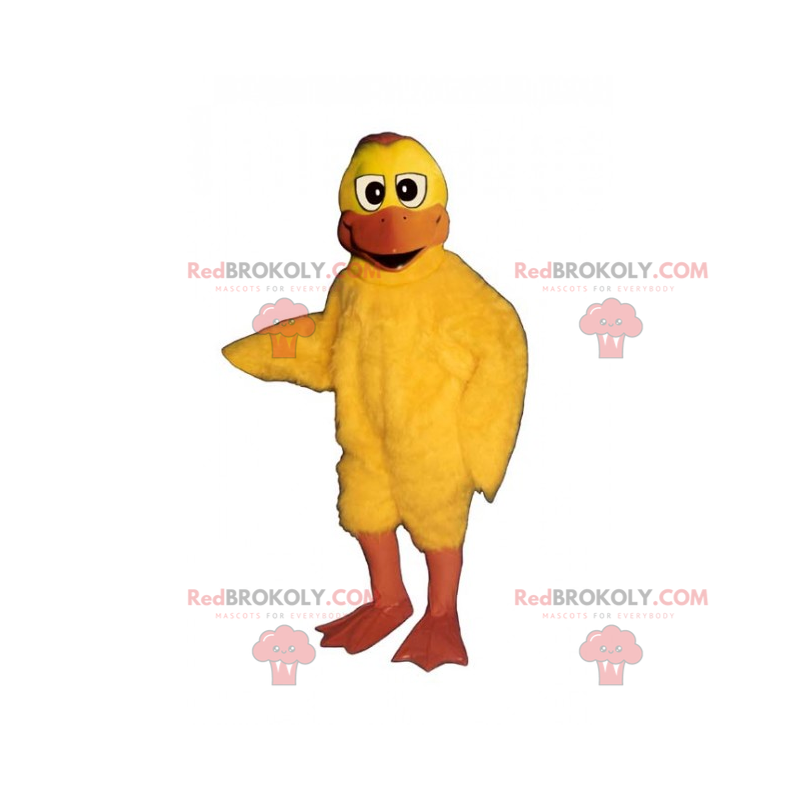 Mascotte de poulet jaune au long bec - Redbrokoly.com