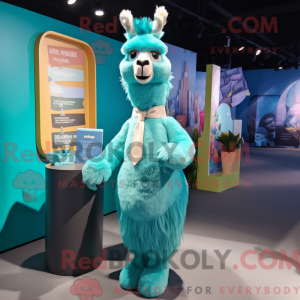 Cyan Llama-maskotdraktfigur...