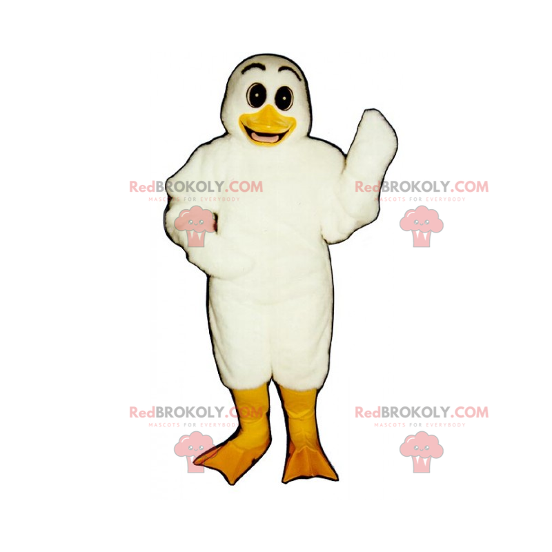 Mascotte de canard blanc souriant - Redbrokoly.com