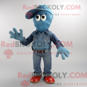 Cyan Lobster mascot costume...