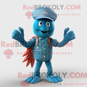 Cyan Lobster maskot kostume...