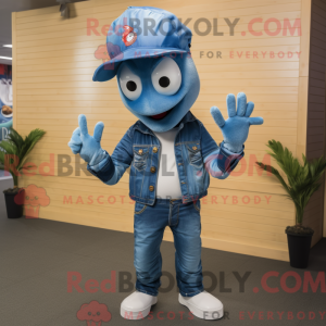 Cyan Lobster mascot costume...