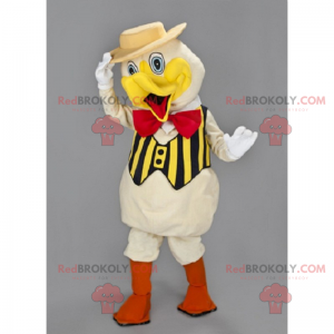 Kuikenmascotte met hoed en vlinderdas - Redbrokoly.com