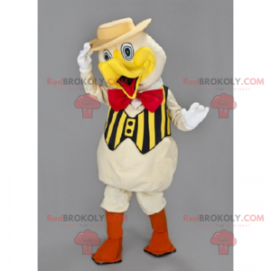 Mascota de pollito con sombrero y pajarita - Redbrokoly.com