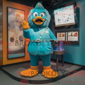 Blågrøn mandarin maskot...
