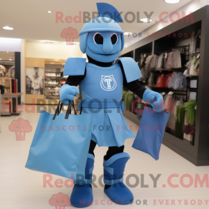 Blå Spartan Soldier maskot...