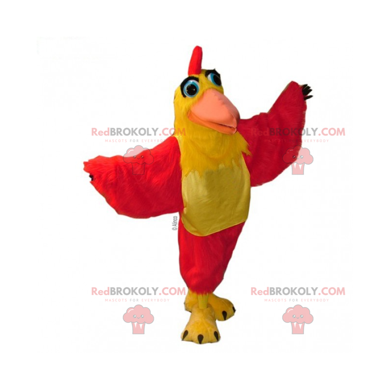 Mascotte de poussin jaune et rouge - Redbrokoly.com