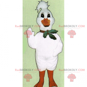Witte kuiken mascotte met hulst - Redbrokoly.com