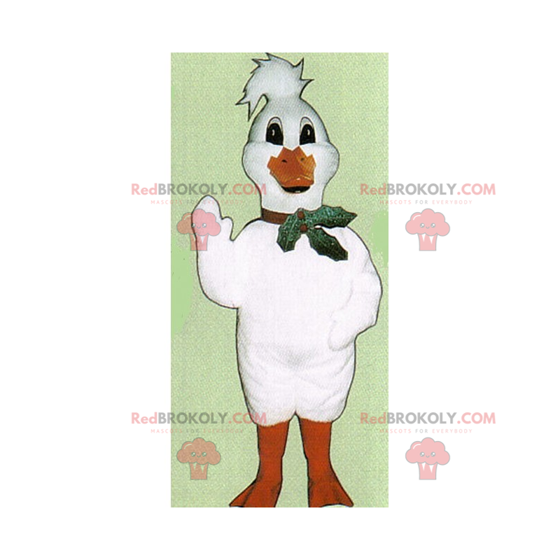 Mascota de pollito blanco con acebo - Redbrokoly.com