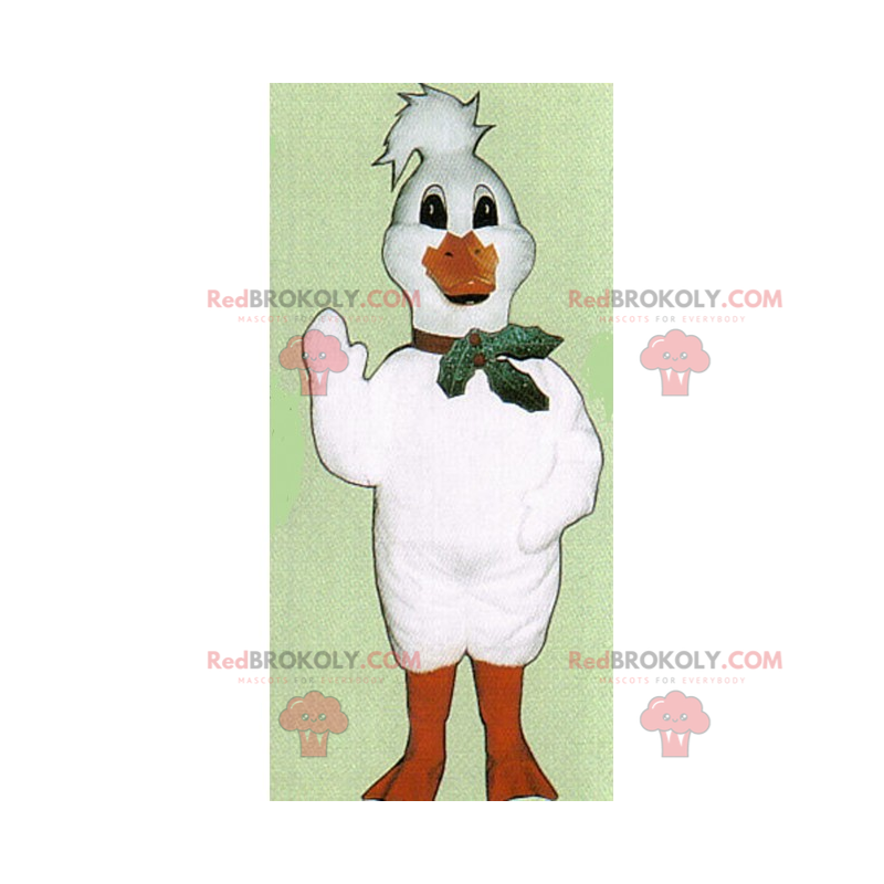Weißes Küken Maskottchen mit Stechpalme - Redbrokoly.com Weißes Küken Maskottchen mit Stechpalme - Redbrokoly.com