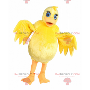 Mascotte de poussin jaune aux yeux bleus - Redbrokoly.com