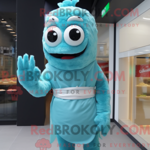 Cyan Sushi-maskotdraktfigur...