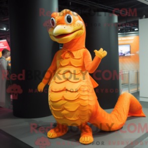 Orange maskotdräkt av Python med kjol och fotskydd - Python Mascots - REBROKO_261582 - RedBrokoly.com