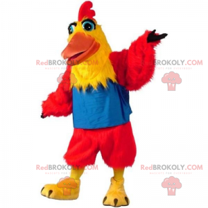 Mascot rood kuiken en gele kraag - Redbrokoly.com