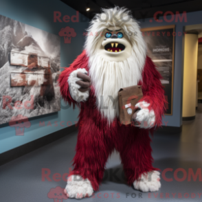 Fantasia de mascote Yeti bordô com macacão e cintos de smoking - Mascotes Yetis - REBROKO_261640 - RedBrokoly.com