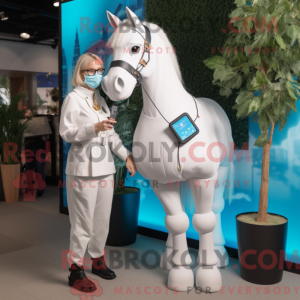 Hvit hest maskot kostyme...