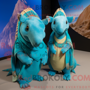 Turquoise Armadillo mascot...