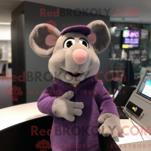 Paarse Rat mascotte kostuum...