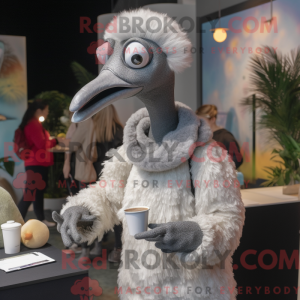 Grå strutsmaskotdraktfigur...
