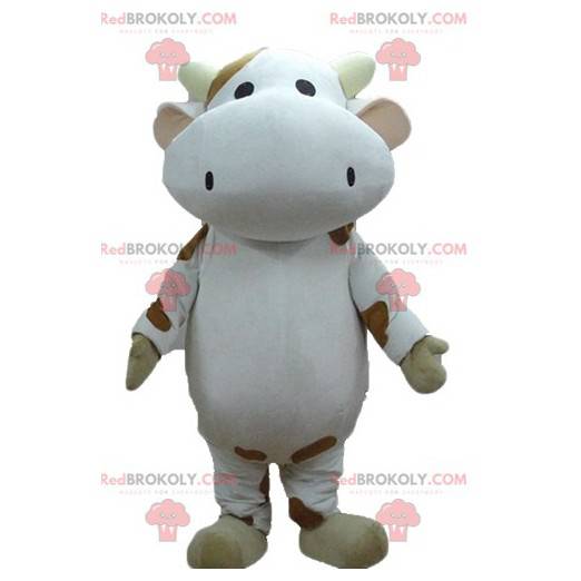 Giant white and brown cow mascot - Redbrokoly.com