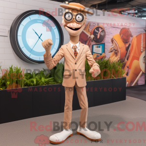 Tan Stilt Walker mascot...