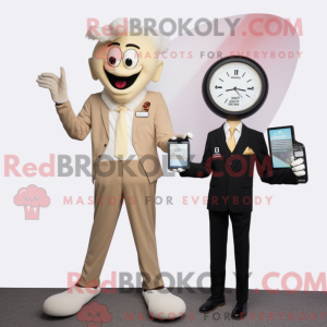 Tan Stilt Walker mascot...