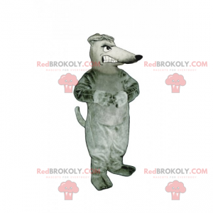 Mascotte de rat gris en colère - Redbrokoly.com