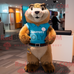 Tan Marmot mascot costume...