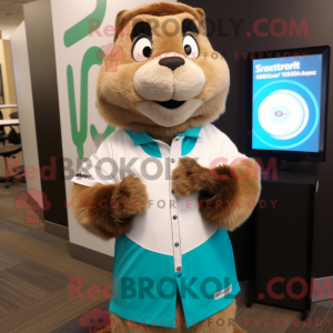 Tan Marmot maskotdraktfigur...