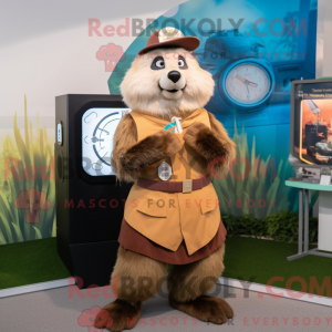 Tan Marmot maskot kostume...