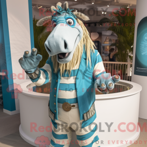 Cyan Quagga maskot kostume...
