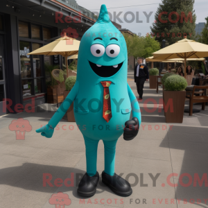 Teal Pepper mascot costume...