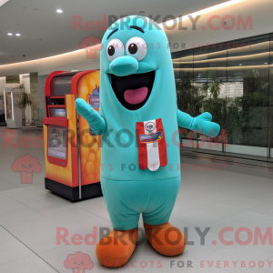 Cyan Hot Dogs Maskottchen...