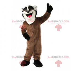 Mascotte de raton laveur en combinaison marron - Redbrokoly.com