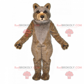 Mascota de cachorro de lobo beige y gris - Redbrokoly.com