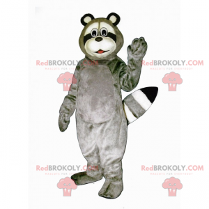 Mascota mapache gris con cabeza redonda - Redbrokoly.com