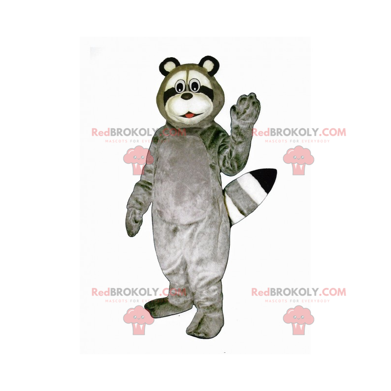 Graues Waschbärenmaskottchen mit rundem Kopf - Redbrokoly.com