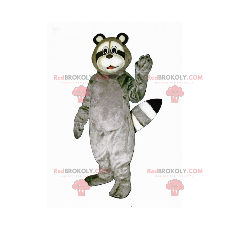 Mascota mapache gris con cabeza redonda - Redbrokoly.com