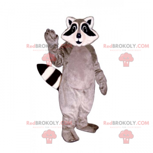 Mascote guaxinim cinza e branco - Redbrokoly.com