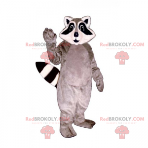 Mascotte de raton laveur gris et blanc - Redbrokoly.com
