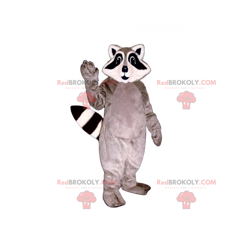 Mascotte de raton laveur gris et blanc - Redbrokoly.com