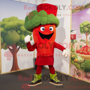 Rød Broccoli maskot kostume...