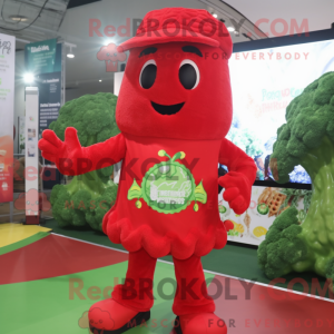 Rød Broccoli maskot kostume...
