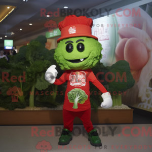 Rød Broccoli maskot kostume...
