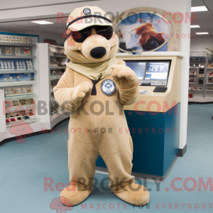 Tan Navy Seal mascot...