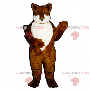 Fox mascot with white belly and green eyes - Redbrokoly.com