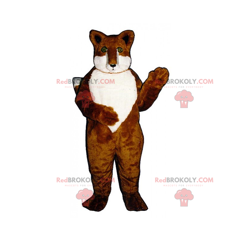 Fox mascot with white belly and green eyes - Redbrokoly.com